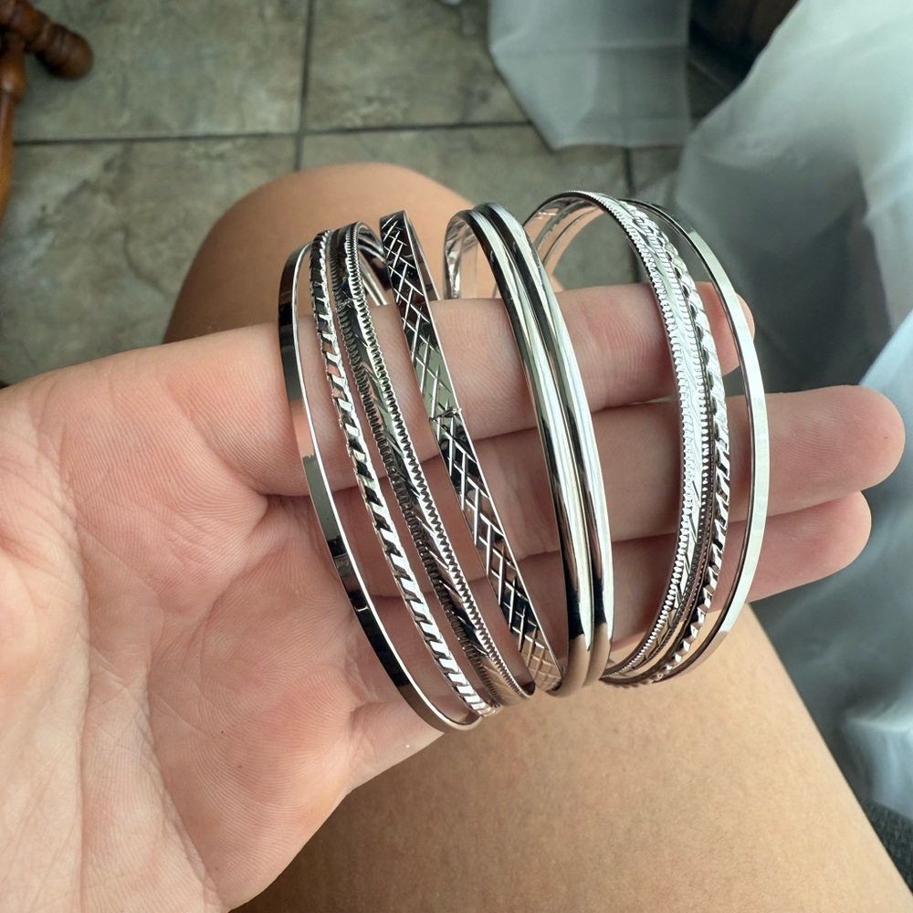 Paparazzi Silver Layered Bangle Bracelets